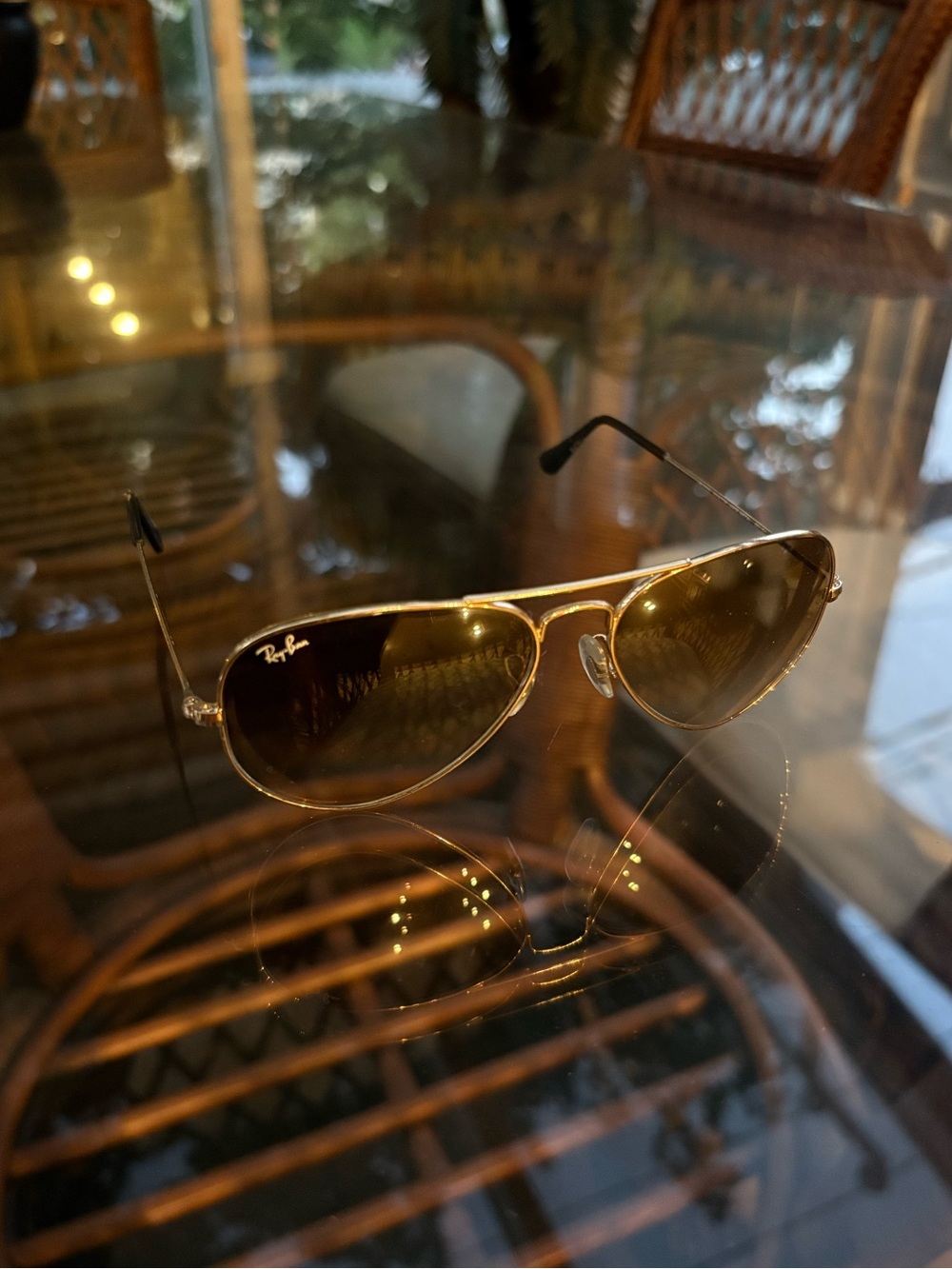 Ray-Ban Women’s Gold Aviator Sunglasses with Brown Lenses